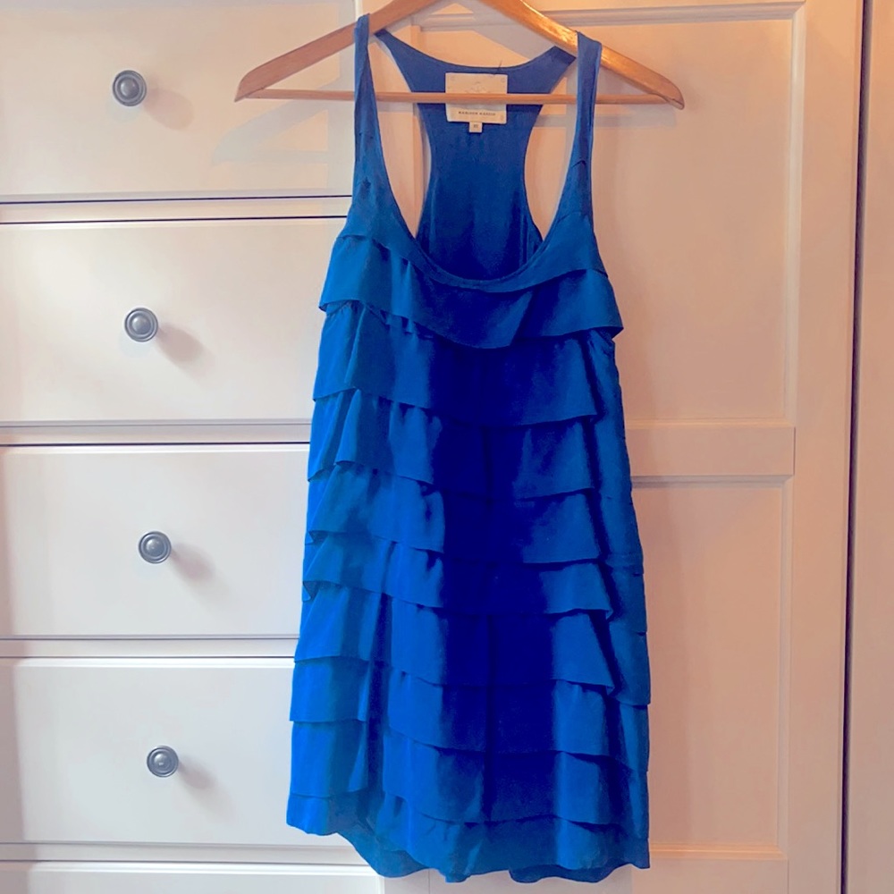 Blue mini ruffle madison marcus dress